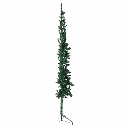 Slim Artificial Half Christmas Tree with Stand Green 210 cm Slim Artificial Half Christmas Tree with Stand Green 210 cm
