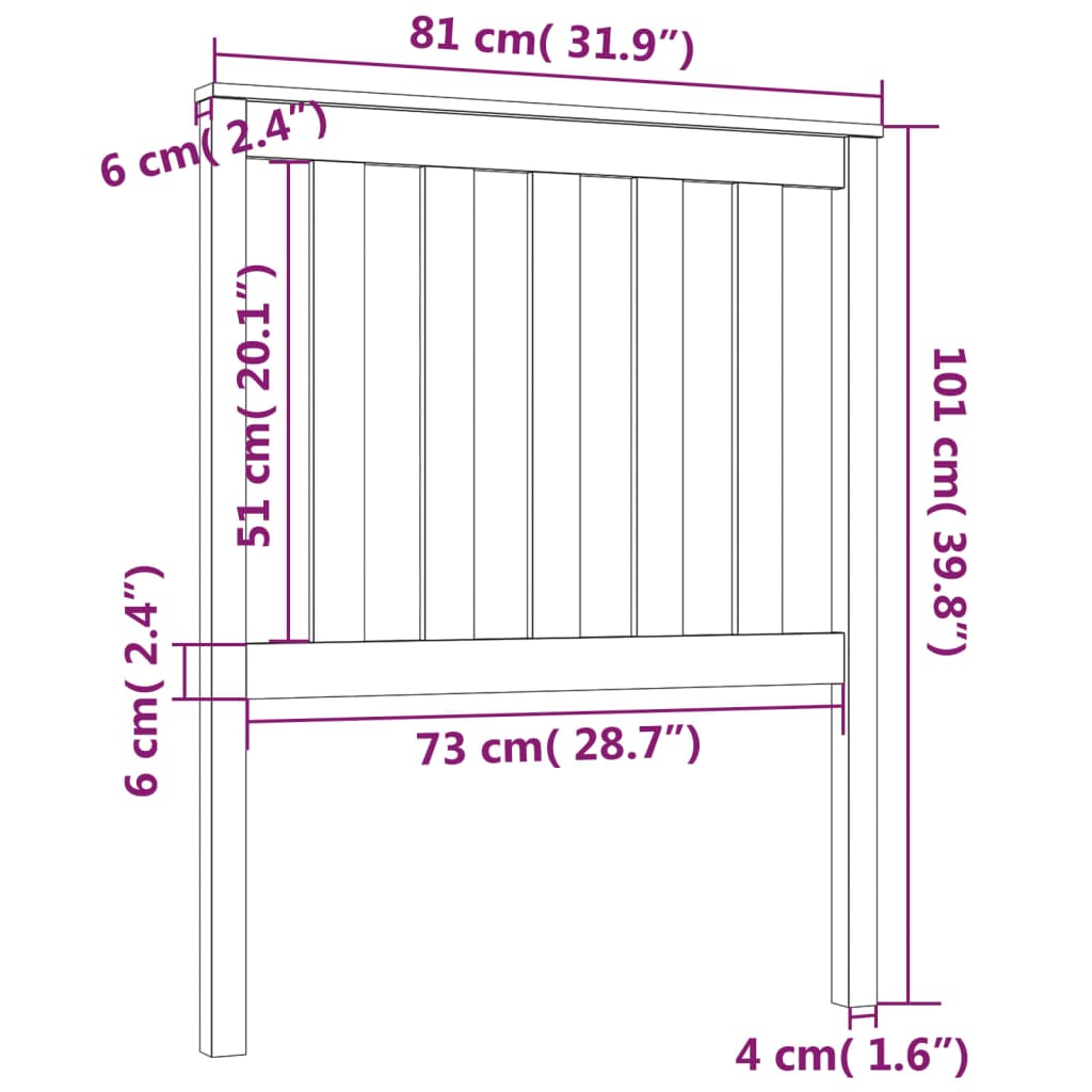 Bed Headboard 81x6x101 cm Solid Wood Pine