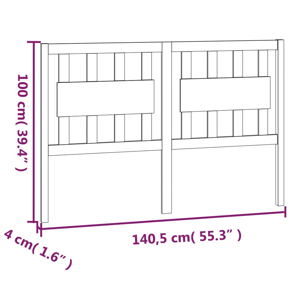 Bed Headboard White 140,5x4x100 cm Solid Wood Pine