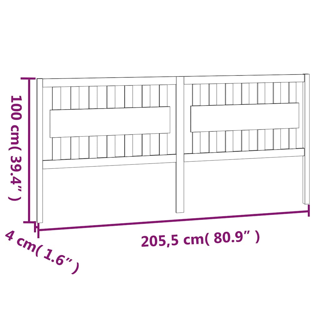 818591 vidaXL Bed Headboard White 205,5x4x100 cm Solid Wood Pine