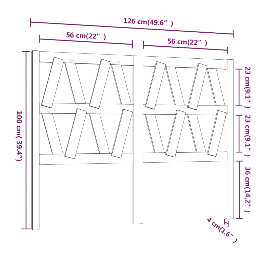 Bed Headboard | Natural Pine | Solid Pine Wood | Standard for Double Bed