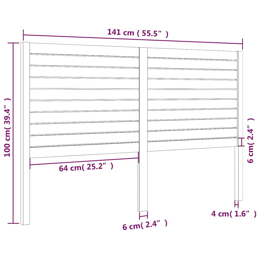 819015 vidaXL Bed Headboard 141x4x100 cm Solid Wood Pine