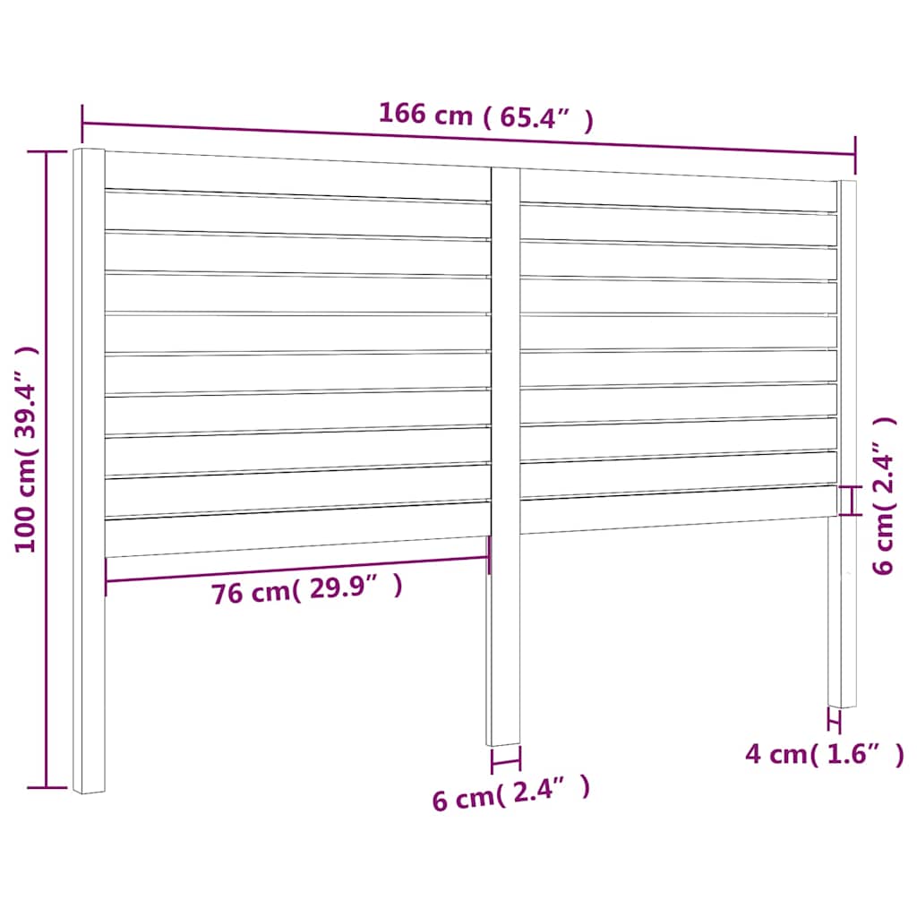 819030 vidaXL Bed Headboard 166x4x100 cm Solid Wood Pine