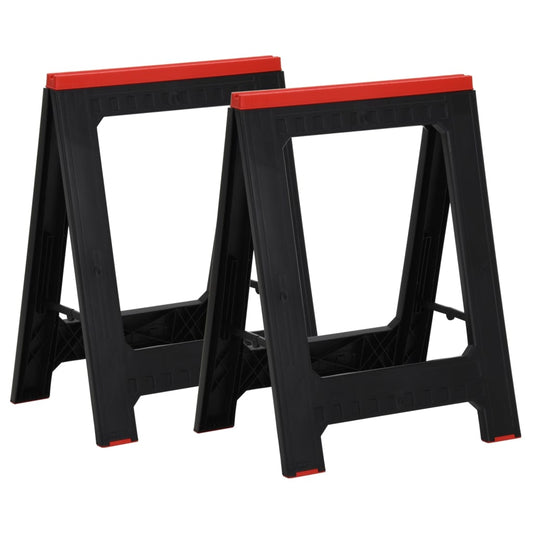 Foldable Work Trestles 2 pcs Black and Red Polypropylene 350 kg Foldable Work Trestles 2 pcs Black and Red Polypropylene 350 kg