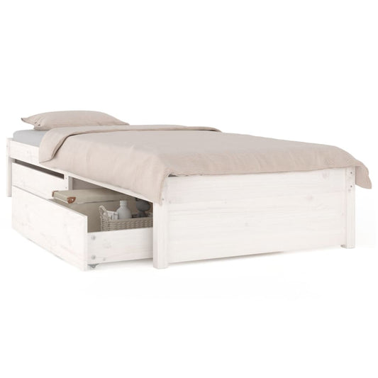 Bed Frame without Mattress with Drawers White Small Single Bed Frame without Mattress with Drawers White Small Single