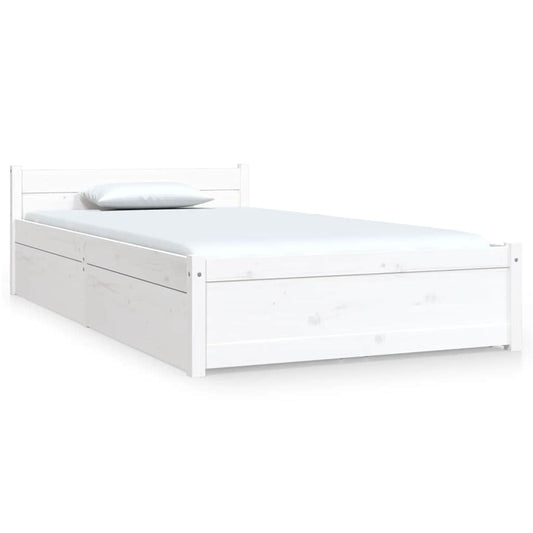 Bed Frame without Mattress with Drawers White Single Bed Frame without Mattress with Drawers White Single