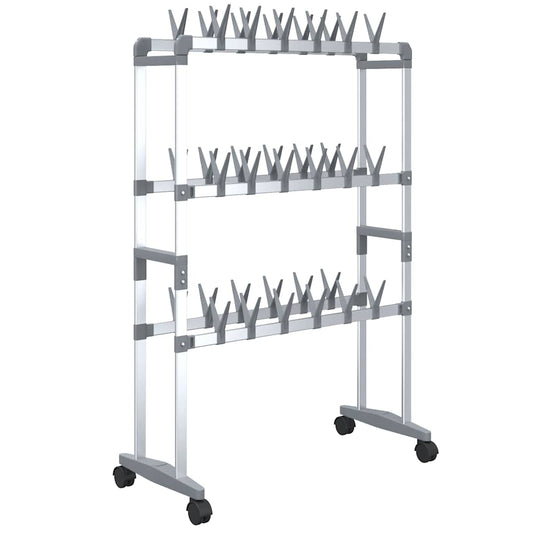 344371 vidaXL Shoe Rack with Wheels Silver 66x27x100 cm 344371 vidaXL Shoe Rack with Wheels Silver 66x27x100 cm