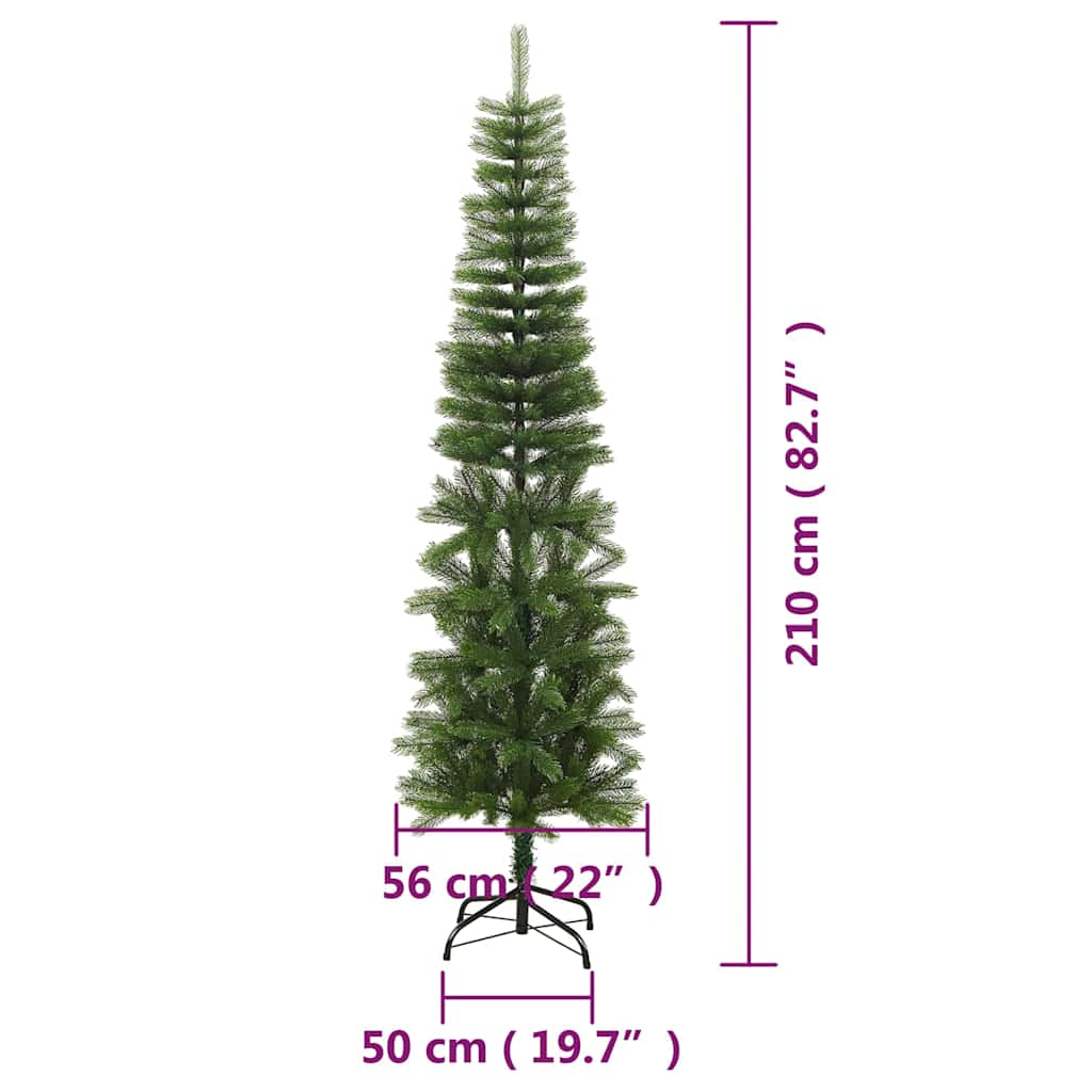 Artificial Slim Christmas Tree with Stand 210 cm PE
