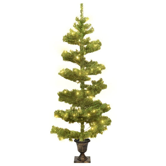 Swirl Pre-lit Christmas Tree with Pot Green 120 cm PVC Swirl Pre-lit Christmas Tree with Pot Green 120 cm PVC