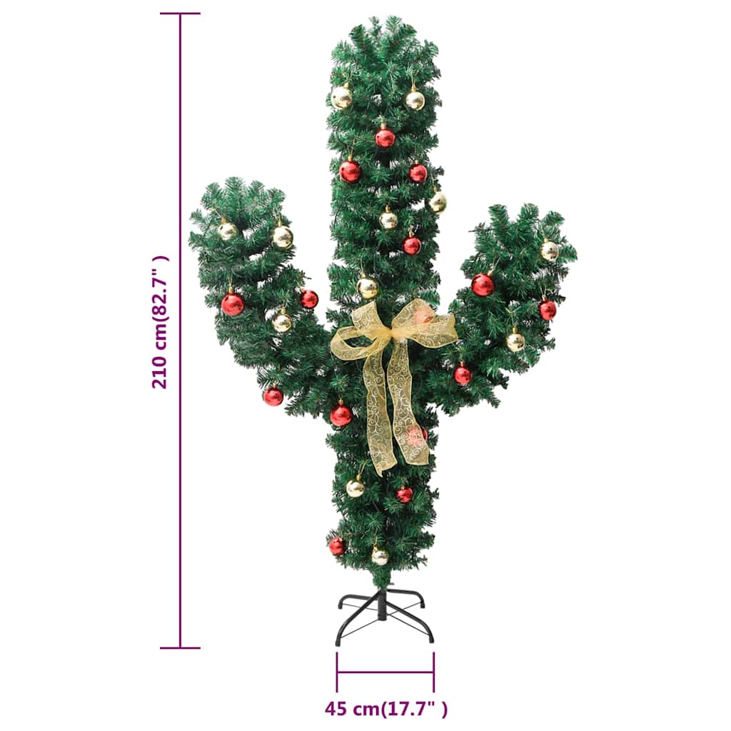 344657 vidaXL Christmas Cactus with Stand and LED Green 210 cm PVC