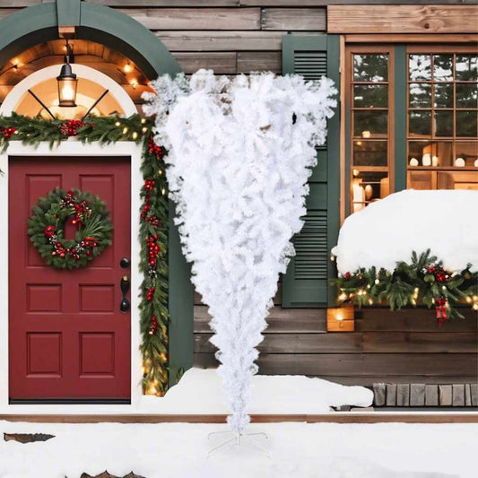 Upside-down Artificial Christmas Tree with Stand White 210 cm Upside-down Artificial Christmas Tree with Stand White 210 cm