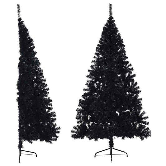 Artificial Half Christmas Tree with Stand Black 180 cm PVC Artificial Half Christmas Tree with Stand Black 180 cm PVC