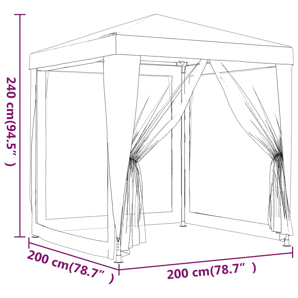 Party Tent with 4 Mesh Sidewalls Blue 2x2 m HDPE