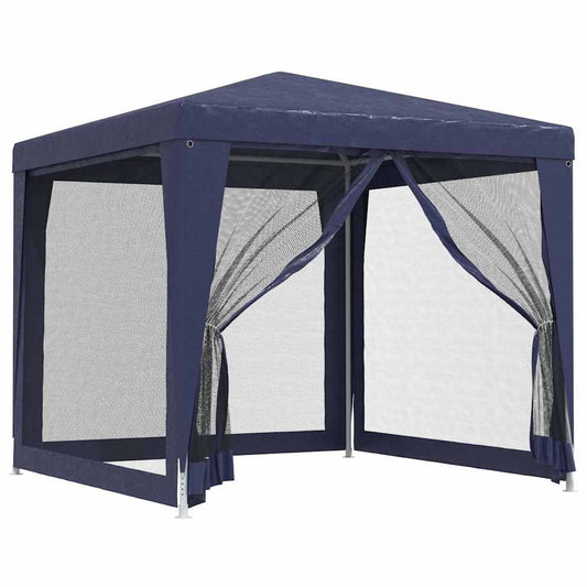 Party Tent with 4 Mesh Sidewalls Blue 2,5x2,5 m HDPE Party Tent with 4 Mesh Sidewalls Blue 2,5x2,5 m HDPE