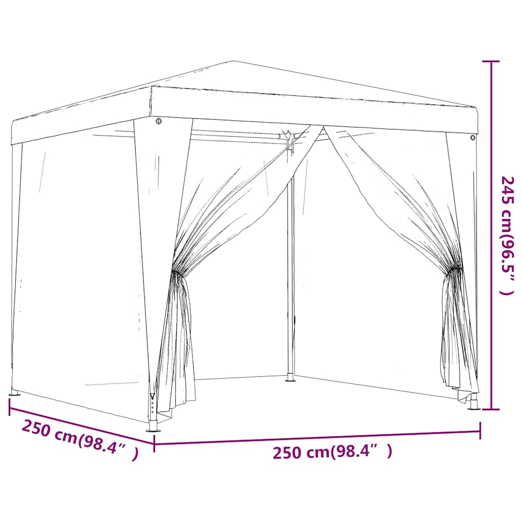 Party Tent with 4 Mesh Sidewalls Blue 2,5x2,5 m HDPE