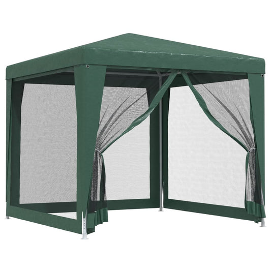 Party Tent with 4 Mesh Sidewalls Green 2.5x2.5 m HDPE Party Tent with 4 Mesh Sidewalls Green 2.5x2.5 m HDPE