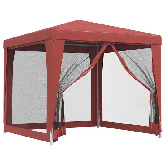 Party Tent with 4 Mesh Sidewalls Red 2,5x2,5 m HDPE Party Tent with 4 Mesh Sidewalls Red 2,5x2,5 m HDPE