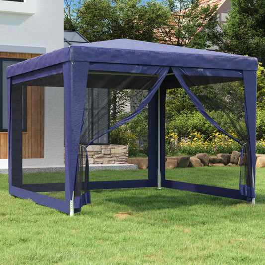Party Tent with 4 Mesh Sidewalls Blue 3x3 m HDPE Party Tent with 4 Mesh Sidewalls Blue 3x3 m HDPE