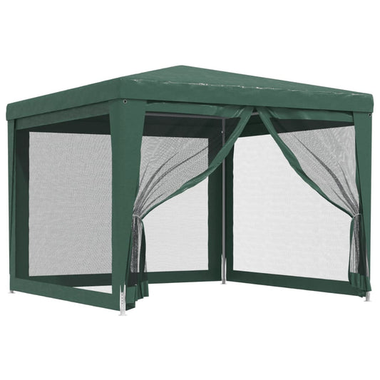 Party Tent with 4 Mesh Sidewalls Green 3x3 m HDPE Party Tent with 4 Mesh Sidewalls Green 3x3 m HDPE