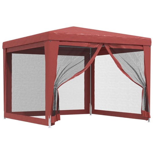 Party Tent with 4 Mesh Sidewalls Red 3x3 m HDPE Party Tent with 4 Mesh Sidewalls Red 3x3 m HDPE
