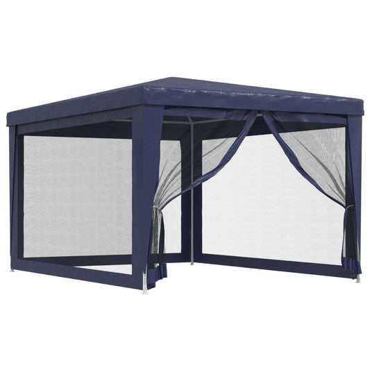 Party Tent with 4 Mesh Sidewalls Blue 3x4 m HDPE Party Tent with 4 Mesh Sidewalls Blue 3x4 m HDPE