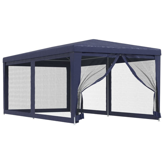 Party Tent with 6 Mesh Sidewalls Blue 3x6 m HDPE Party Tent with 6 Mesh Sidewalls Blue 3x6 m HDPE
