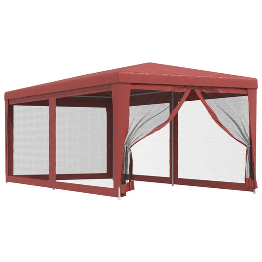 Party Tent with 6 Mesh Sidewalls Red 3x6 m HDPE Party Tent with 6 Mesh Sidewalls Red 3x6 m HDPE