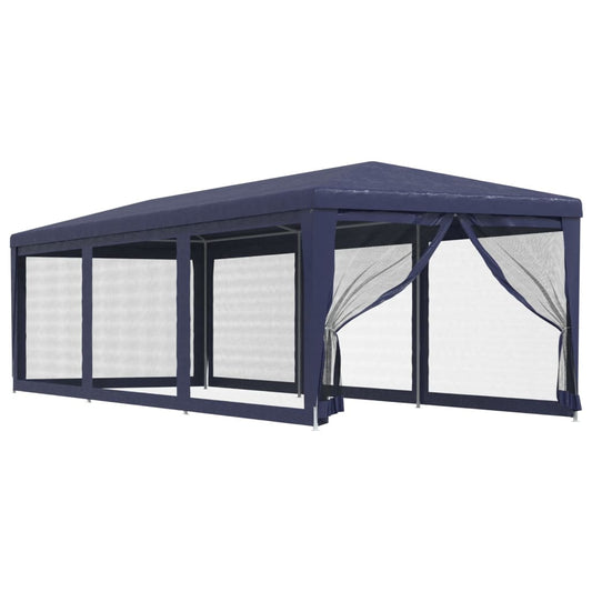 Party Tent with 8 Mesh Sidewalls Blue 3x9 m HDPE Party Tent with 8 Mesh Sidewalls Blue 3x9 m HDPE
