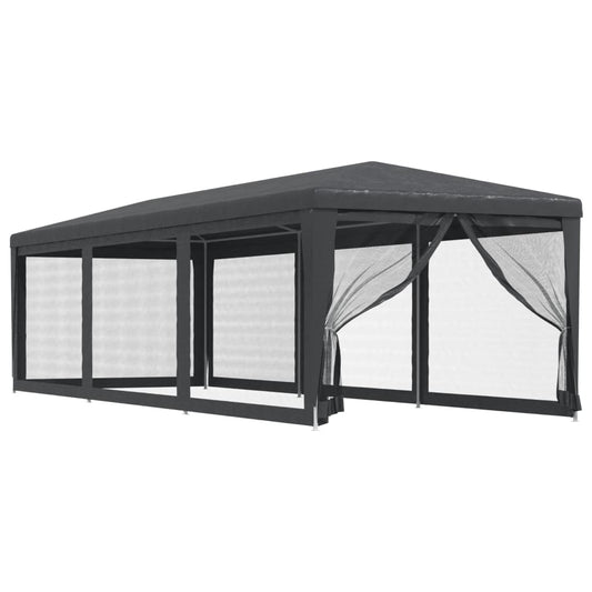 Party Tent with 8 Mesh Sidewalls Anthracite 3x9 m HDPE Party Tent with 8 Mesh Sidewalls Anthracite 3x9 m HDPE