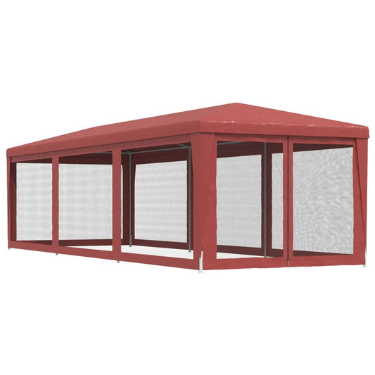 Party Tent with 8 Mesh Sidewalls Red 3x9 m HDPE Party Tent with 8 Mesh Sidewalls Red 3x9 m HDPE