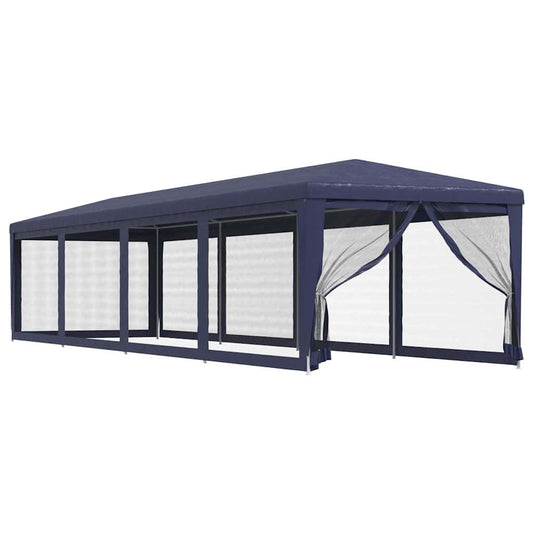 Party Tent with 10 Mesh Sidewalls Blue 3x12 m HDPE Party Tent with 10 Mesh Sidewalls Blue 3x12 m HDPE