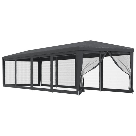 Party Tent with 10 Mesh Sidewalls Anthracite 3x12 m HDPE Party Tent with 10 Mesh Sidewalls Anthracite 3x12 m HDPE