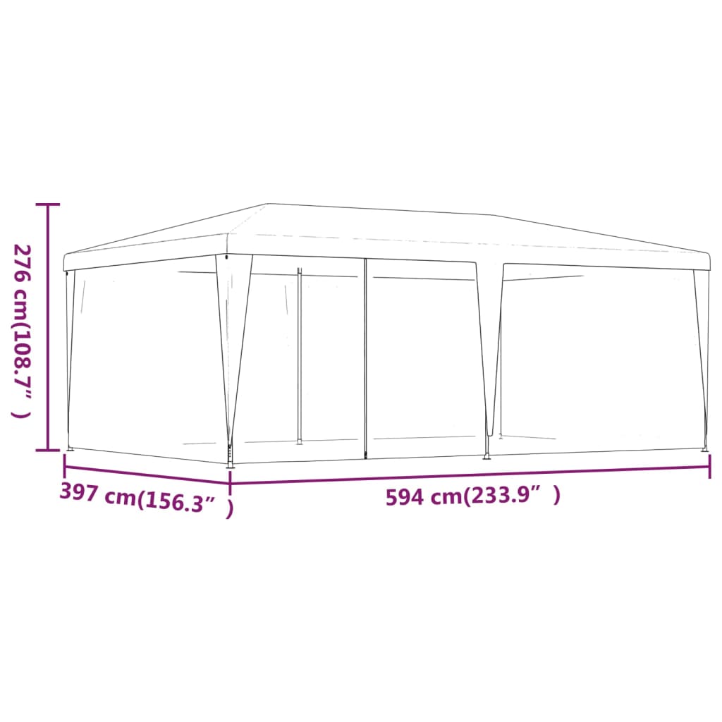Party Tent with 6 Mesh Sidewalls Green 6x4 m HDPE