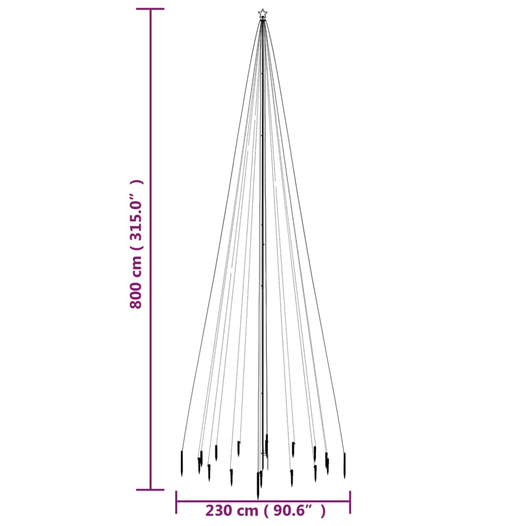 Christmas Tree with Spike Blue 1134 LEDs 800 cm