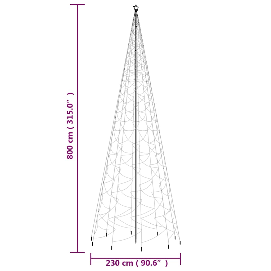 Christmas Tree with Spike Blue 3000 LEDs 800 cm