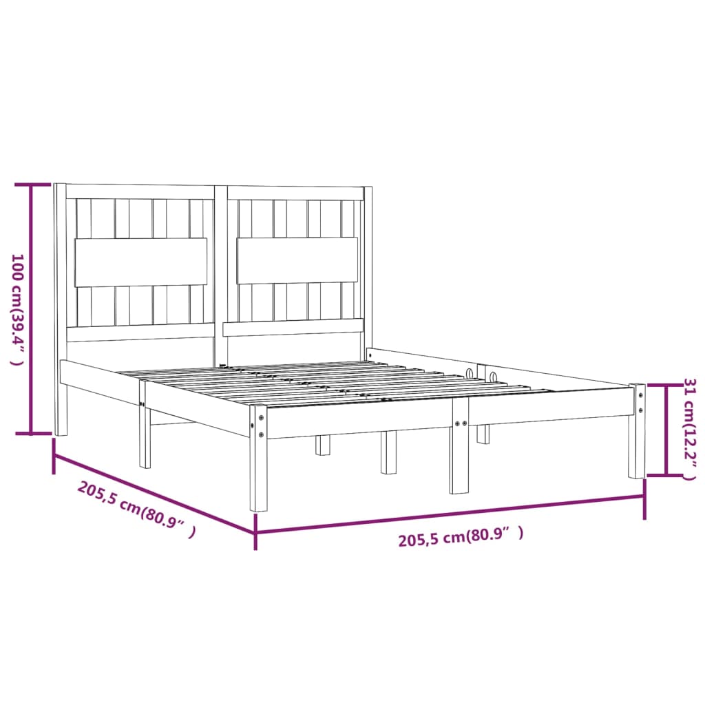 Bed Frame without Mattress Grey Solid Wood 200x200 cm