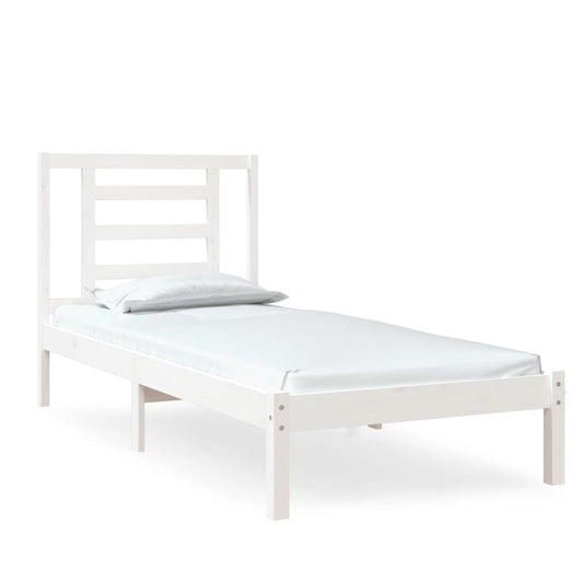 Bed Frame without Mattress White 75x190 cm Small Single Solid Wood Bed Frame without Mattress White 75x190 cm Small Single Solid Wood