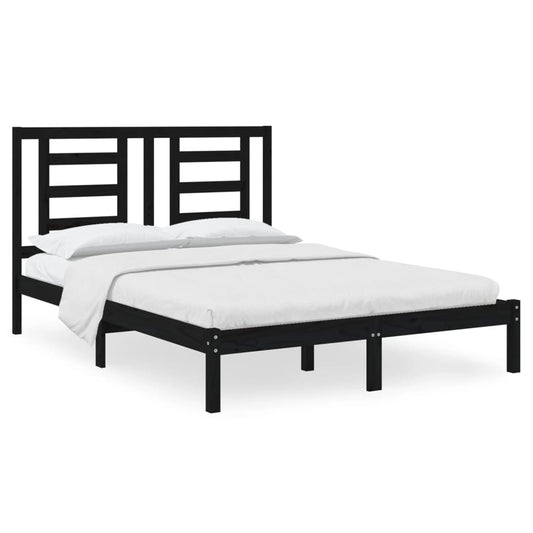 Bed Frame without Mattress Black 140x190 cm Solid Wood Pine Bed Frame without Mattress Black 140x190 cm Solid Wood Pine