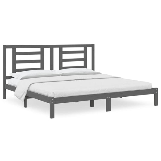 Bed Frame without Mattress Grey 200x200 cm Solid Wood Pine Bed Frame without Mattress Grey 200x200 cm Solid Wood Pine