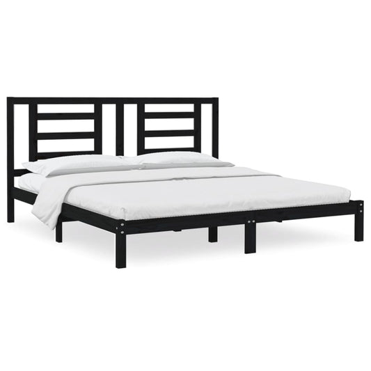 Bed Frame without Mattress Black 200x200 cm Solid Wood Pine Bed Frame without Mattress Black 200x200 cm Solid Wood Pine