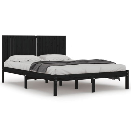 Bed Frame without Mattress Black 200x200 cm Solid Wood Pine Bed Frame without Mattress Black 200x200 cm Solid Wood Pine