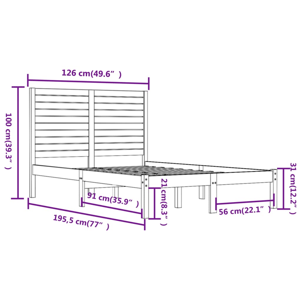 Bed Frame without Mattress 120x190 cm Small Double Solid Wood
