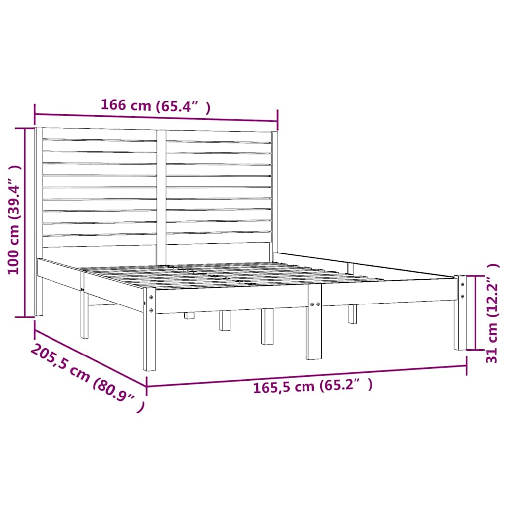 Bed Frame without Mattress 160x200 cm Solid Wood