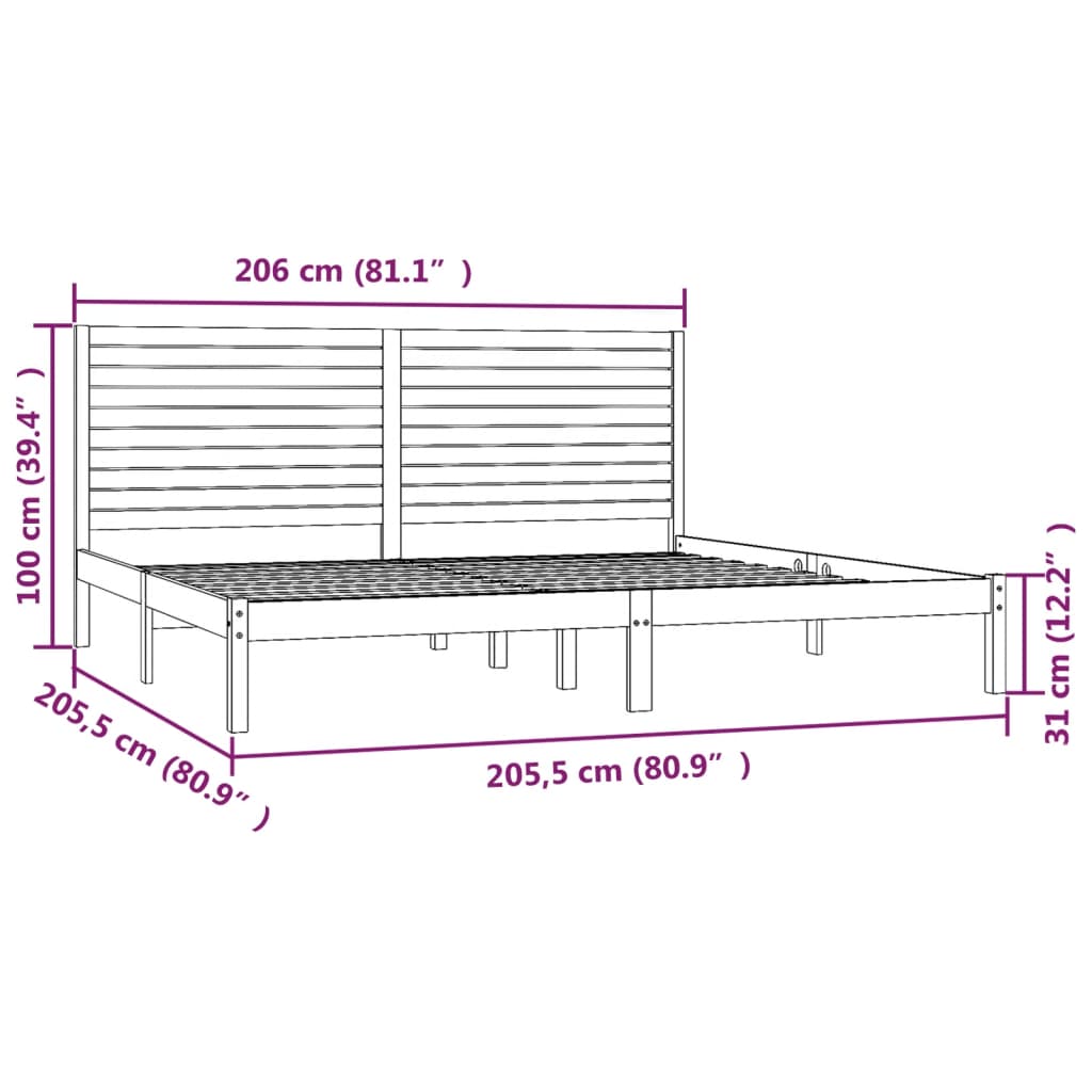Bed Frame | White | Solid pine wood | Double | Durable | Bed Frame