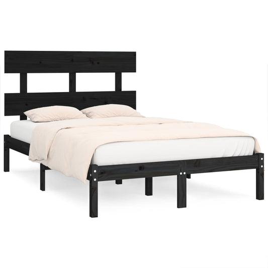 Bed Frame | Black | Solid pine wood | Double | Durable | Bed Frame Bed Frame | Black | Solid pine wood | Double | Durable | Bed Frame