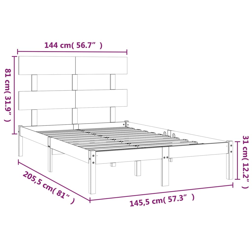 Bed Frame without Mattress 140x200 cm Solid Wood