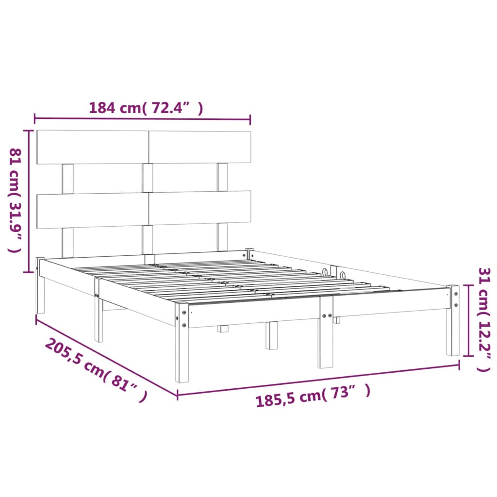 Bed Frame without Mattress White 180x200 cm Super King Solid Wood