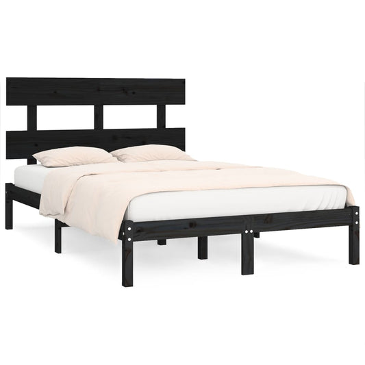 Bed Frame | Black | Solid pinewood | Double | Durable | Bed Frame Bed Frame | Black | Solid pinewood | Double | Durable | Bed Frame