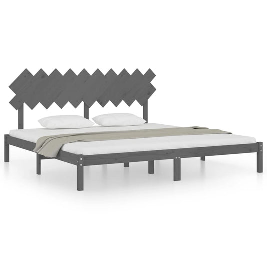Bed Frame | Grey | Solid Pinewood | 200 x 200 cm | Durable | Bed Frame Bed Frame | Grey | Solid Pinewood | 200 x 200 cm | Durable | Bed Frame