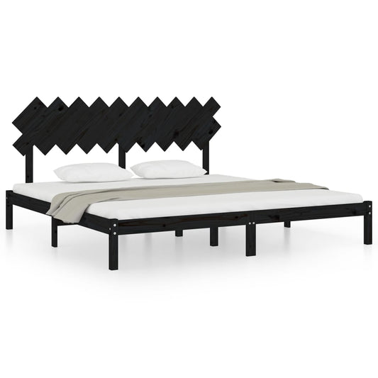 Bed Frame | Black | Solid Pine Wood, Plywood | Double Bed | Durable Bed Frame | Black | Solid Pine Wood, Plywood | Double Bed | Durable